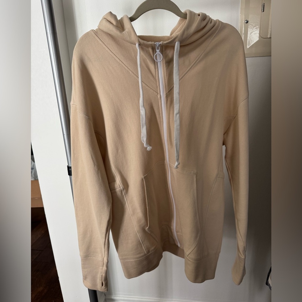 Cream 100% Cotton Zip Up Hoodie - Picture 2 of 7
